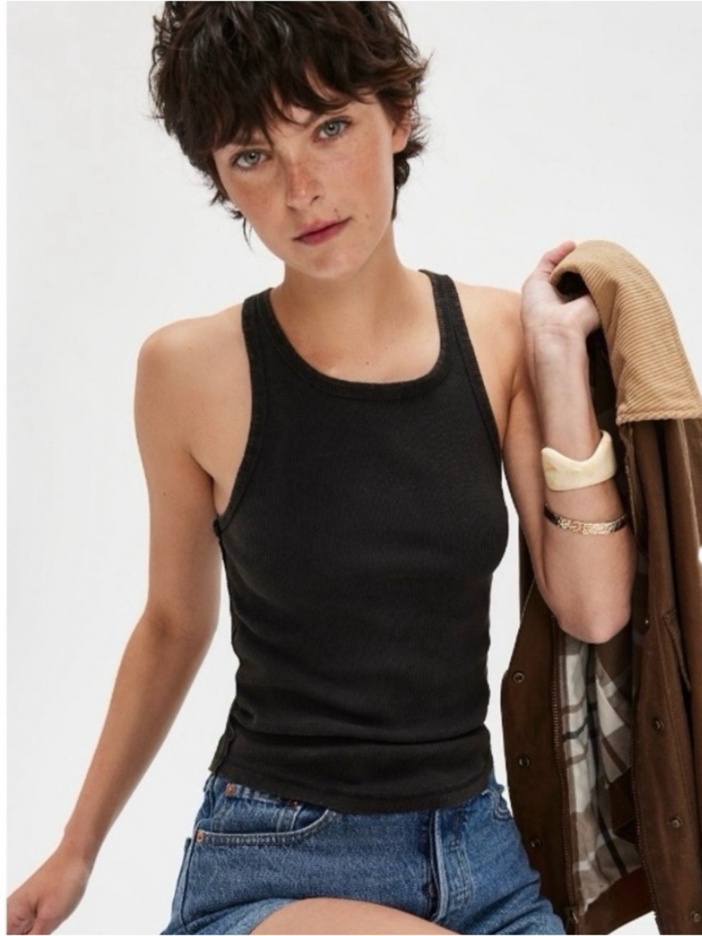 Free People We The Free 1 Solid Ringer Tank EUC S